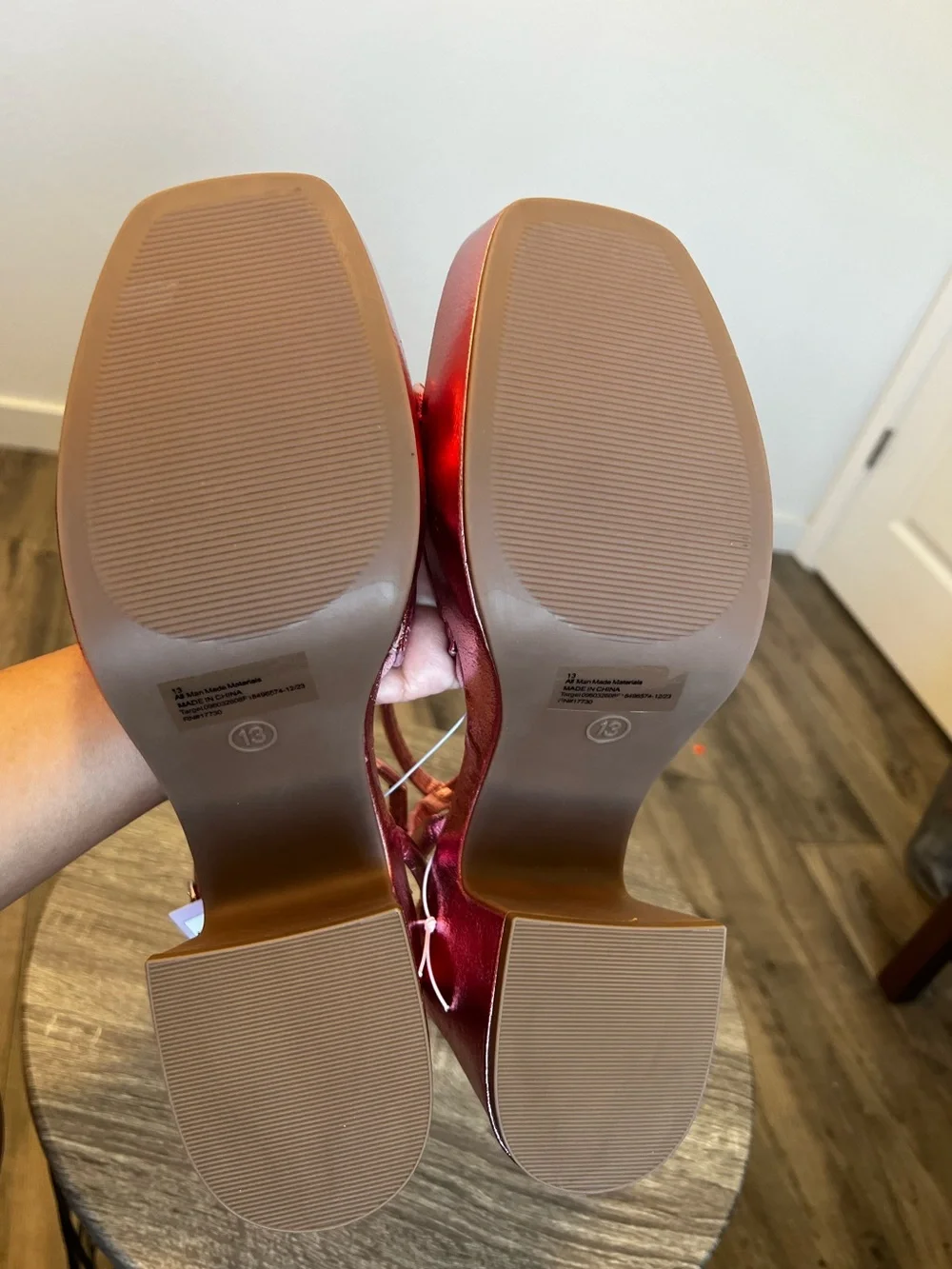 NWT Y2K Wild Fable Pink Metallic Platform Chunky Block High Heel- Size 13